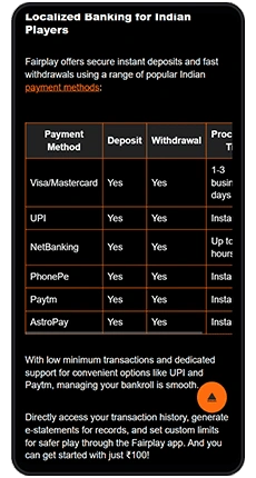 fairplay app payment methods